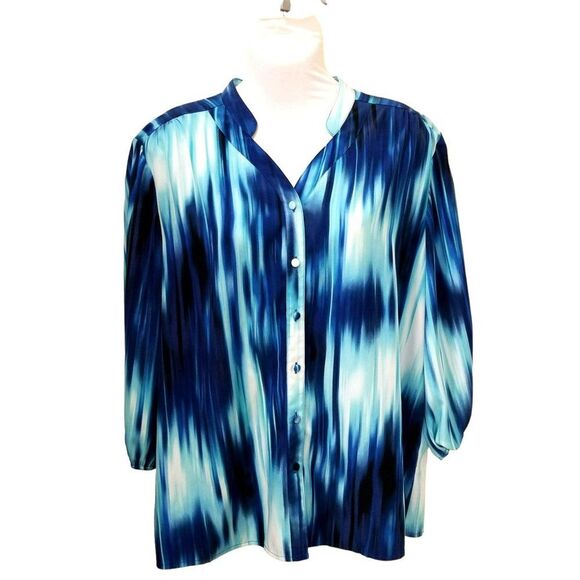 Chico's Multicolored 3/4 Sleeve Button up Top Size 2 - Picture 1 of 7